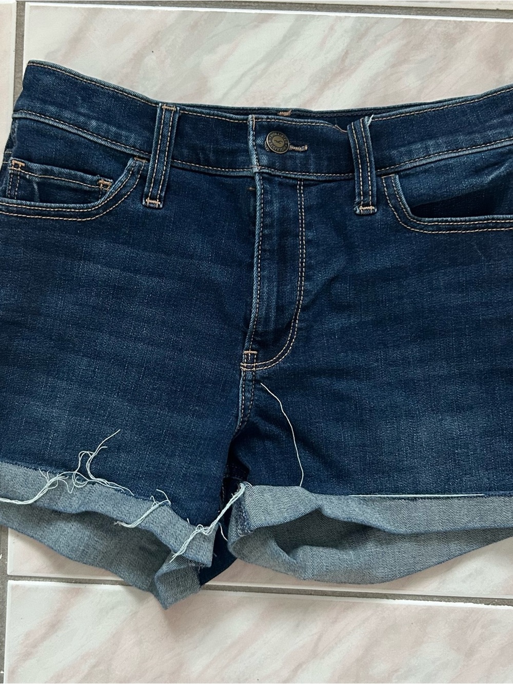 Hollister Dark Indigo Cuffed Denim Shorts